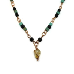 Citrine, Lava, Howlite & Onyx Necklace