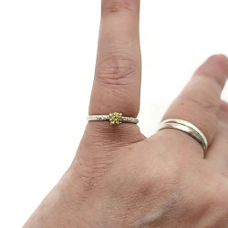 Sterling Silver Yellow Zirconia Solitaire Ring