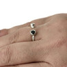 Sterling Silver Black Spinel and Cubic Zirconia Adjustable Ring