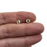 Sterling Silver Peridot Earrings with Copper Bezel