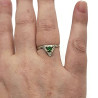 Lab Created Emerald Triangle Ring, Sterling Silver US Size 8