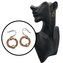 Hammered Copper and Sterling Silver Hoop Earrings