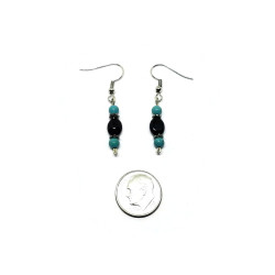 Black Onyx and Turquoise Dangle Earrings