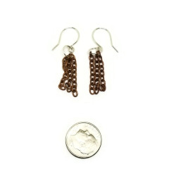 Sterling Silver Copper Fringe Dangle Earrings