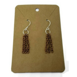 Sterling Silver Copper Fringe Dangle Earrings