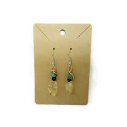 Citrine, Lava, Howlite and Onyx Gemstone Earrings