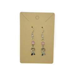 Cat's Eye Pink Ribbon Breast Cancer Awareness Earrings