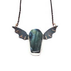 Labradorite Winged Coffin Pendant