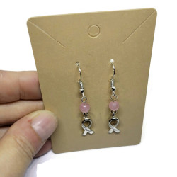 Cat's Eye Pink Ribbon Breast Cancer Awareness Earrings