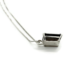 Sterling Silver Emerald Cut Smoky Quartz Pendant