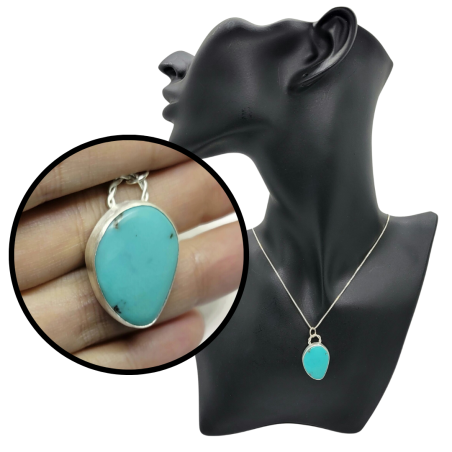 Genuine Turquoise and Sterling Silver Pendant