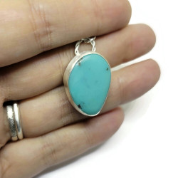 Genuine Turquoise and Sterling Silver Pendant