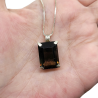 Sterling Silver Emerald Cut Smoky Quartz Pendant