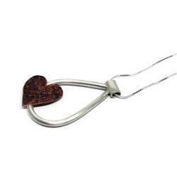 Sterling Silver & Copper Heart Necklace