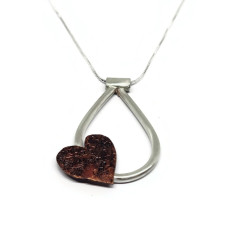 Sterling Silver & Copper Heart Necklace