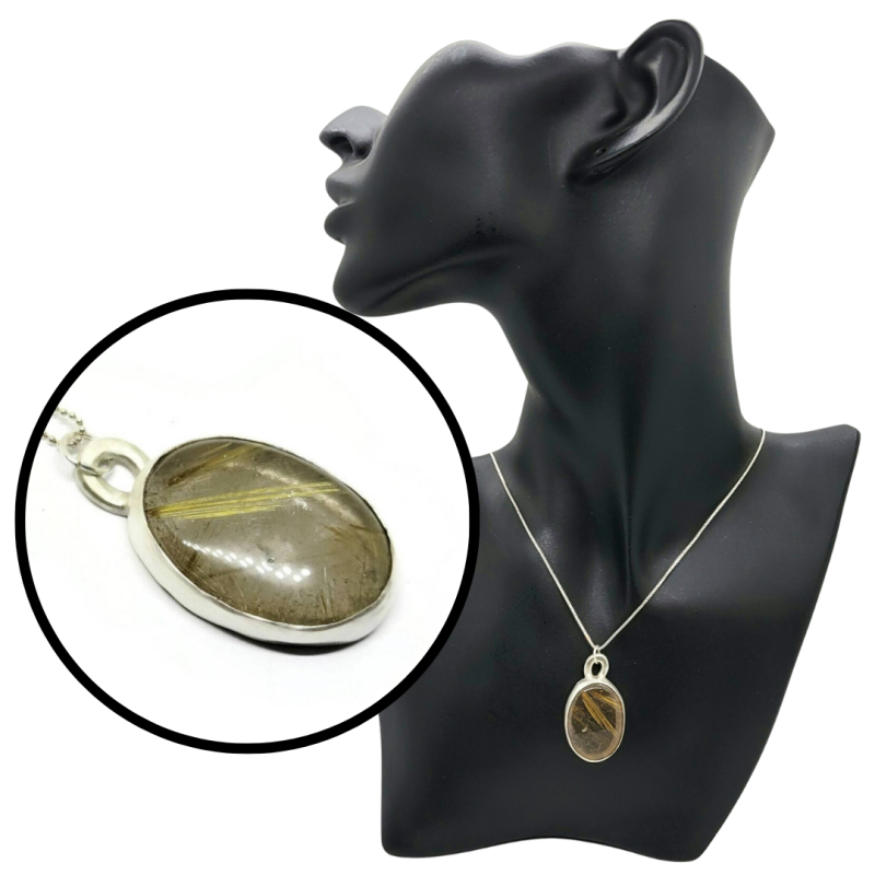 Sterling Silver Golden Rutile Quartz Pendant