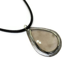 Faceted Chalcedony Teardrop Mixed Metal Pendant