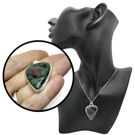 Sterling Silver Ruby Zoisite Gemstone Pendant