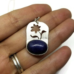 Lapis Lazuli Sterling Silver Flower Pendant