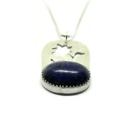 Lapis Lazuli Sterling Silver Flower Pendant