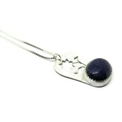 Lapis Lazuli Sterling Silver Flower Pendant