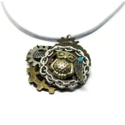 Owl and Gear Steampunk Inspired Pendant