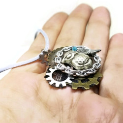 Owl and Gear Steampunk Inspired Pendant