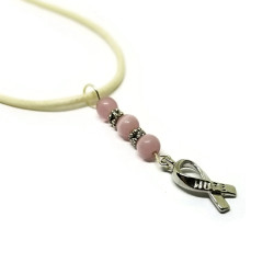 Pink Ribbon Cat's Eye Necklace