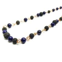 Lapis Lazuli and Lava Stone Bead Necklace