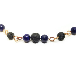 Lapis Lazuli and Lava Stone Bead Necklace