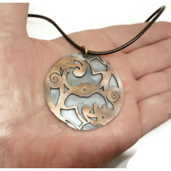 Copper Huginn and Muninn Pendant, Odin's Ravens Necklace