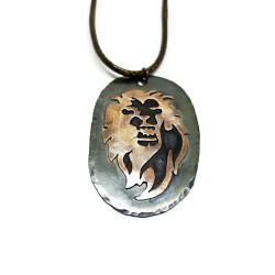 Copper Lion Head Pendant