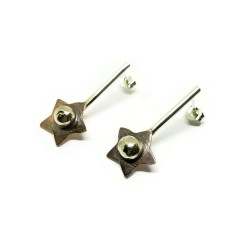 Sterling Silver and Copper Star Dangle Earrings