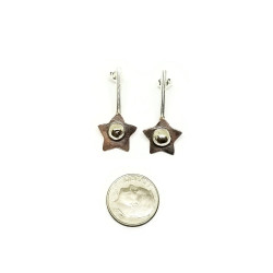 Sterling Silver and Copper Star Dangle Earrings