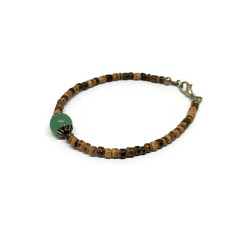 Green Aventurine and Coconut Shell Beaded Bracelet