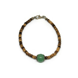 Green Aventurine and Coconut Shell Beaded Bracelet