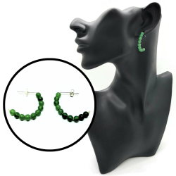 Sterling Silver Green Aventurine Half Hoop Earrings