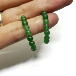 Sterling Silver Green Aventurine Half Hoop Earrings