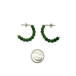 Sterling Silver Green Aventurine Half Hoop Earrings