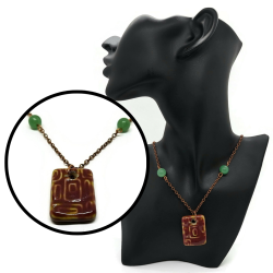 Porcelain, Lava Stone & Green Aventurine Aromatherapy Necklace