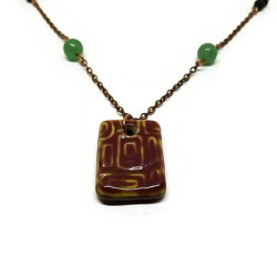 Porcelain, Lava Stone & Green Aventurine Aromatherapy Necklace