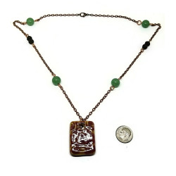 Porcelain, Lava Stone & Green Aventurine Aromatherapy Necklace