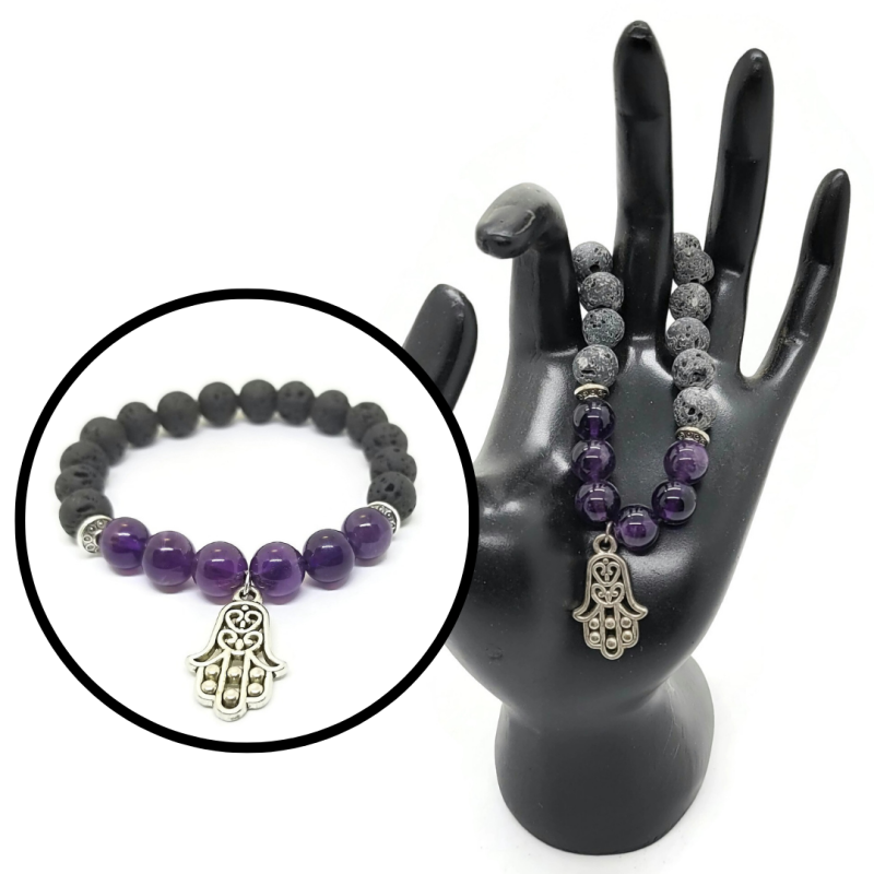 Amethyst and Lava Stone Aromatherapy Bracelet