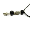 Labradorite and Lava Hamsa Aromatherapy Necklace