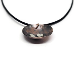 Domed Copper Pendant with Sterling Silver Hearts