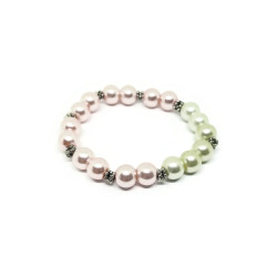 White & Pink Crystal Pearl Stretch Bracelet