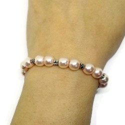 White & Pink Crystal Pearl Stretch Bracelet