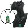 Green Sea Sediment Jasper and Lava Stone Necklace