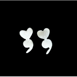 Sterling Silver Semicolon Heart Earrings