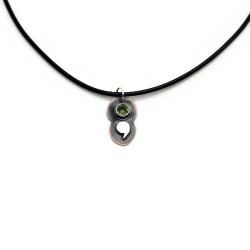 Mixed Metal Peridot Semicolon Pendant